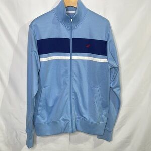 Urban pipeline blue and white knit track jacket